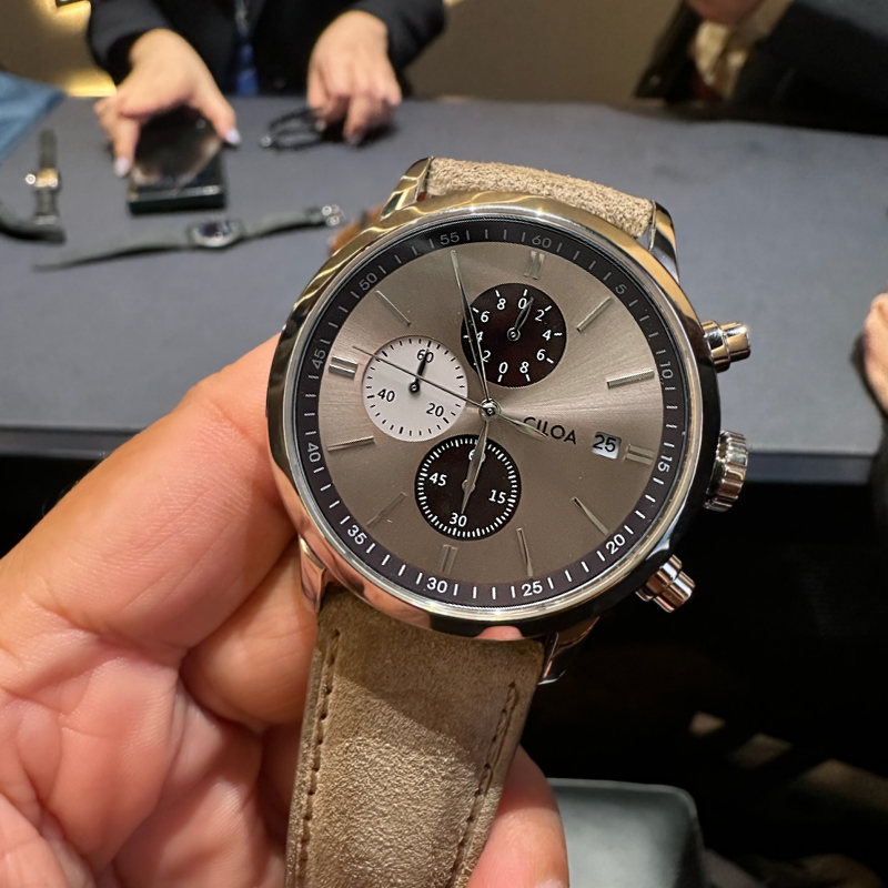 CILOA-Men Chronograph Watch Da - огляд і ціна Suede Strap Watch