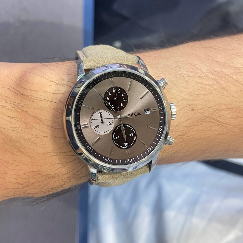 CILOA-Men Chronograph Watch Da - огляд і ціна Suede Strap Watch