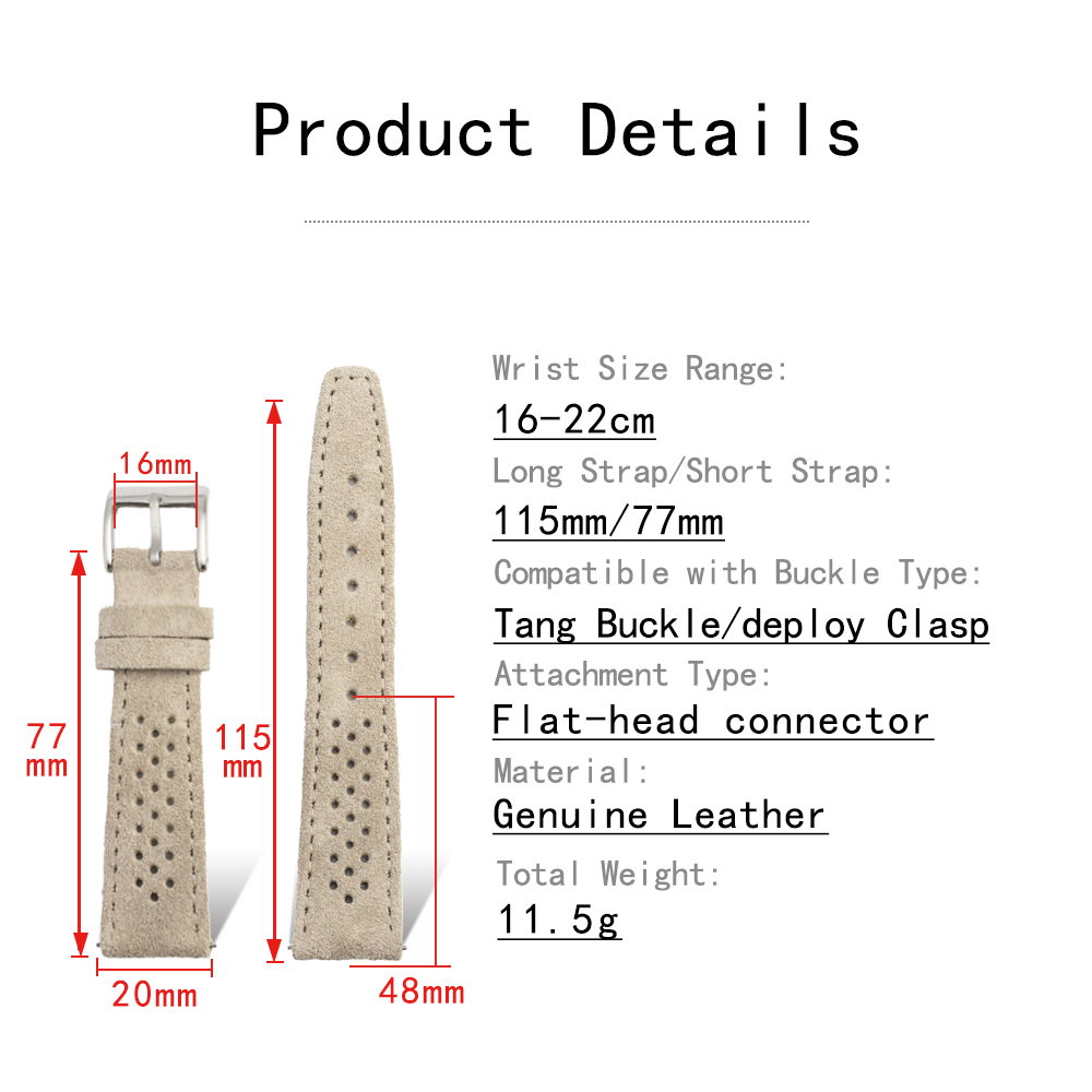 18mm 19mm 20mm 21mm Rally Raci - огляд і ціна Suede Strap Watch